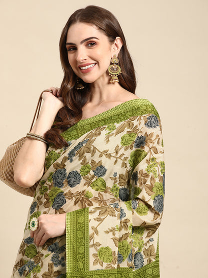 Pure Cotton Printed Mulmul Saree for Women with Blouse Piece
