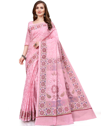 Pure Cotton Printed Mulmul Saree for Women with Blouse Piece