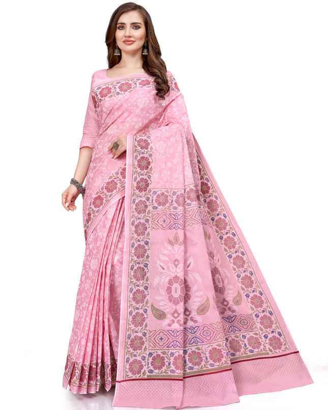 Pure Cotton Printed Mulmul Saree for Women with Blouse Piece