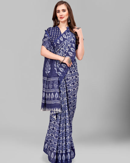 Pure Cotton Printed Mulmul Saree for Women with Blouse Piece