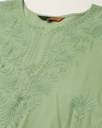 Rayon Straight Lucknowi Chikankari Ethnic Wear Kurta