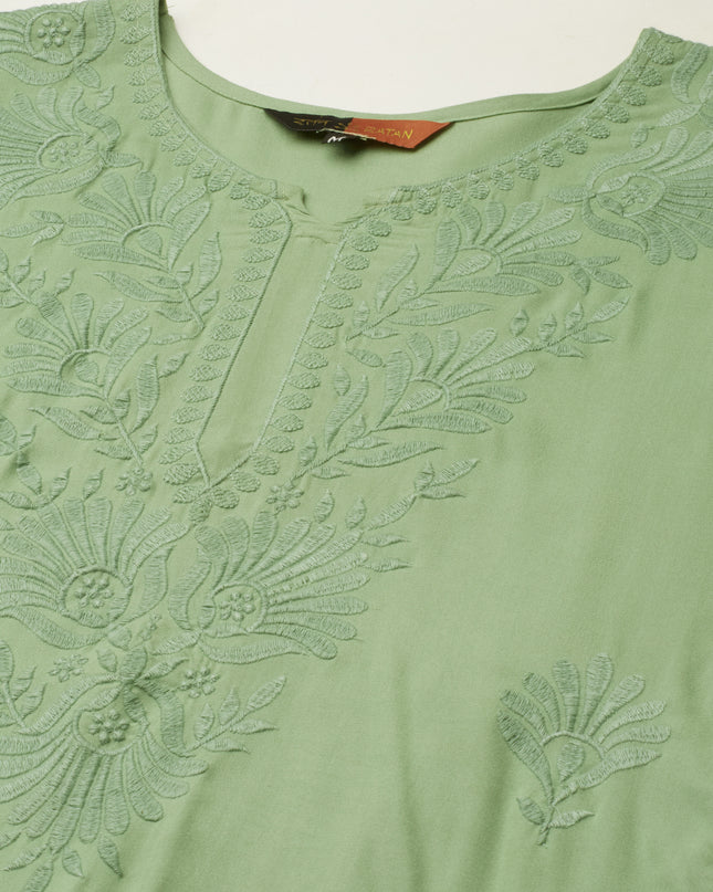 Rayon Straight Lucknowi Chikankari Ethnic Wear Kurta