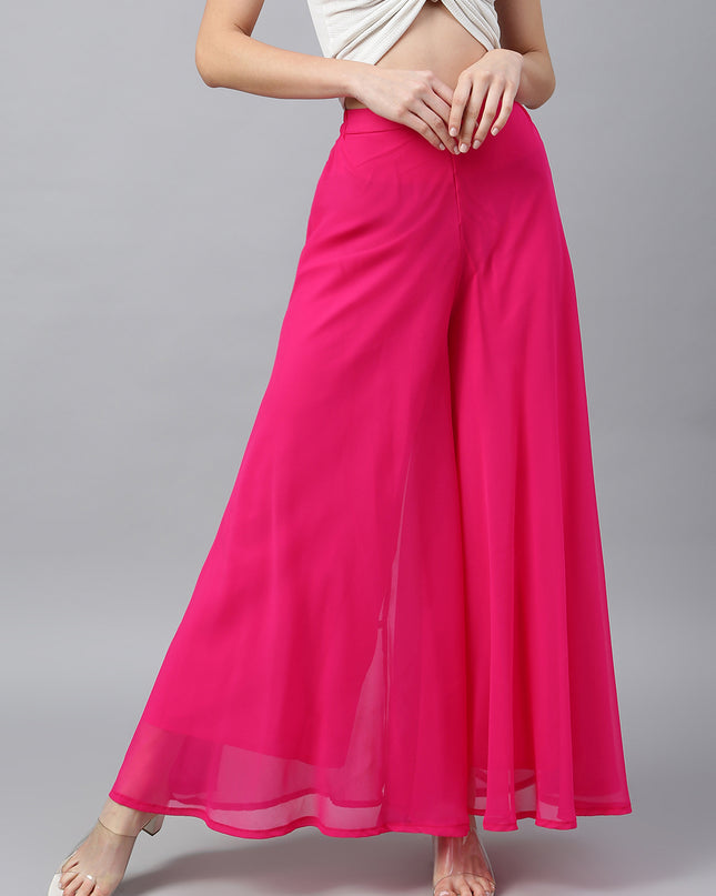 Women’s Freesize Georgette Flared Sharara Palazzo Pant with Lining