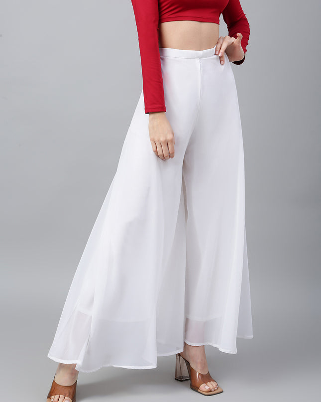 Women’s Freesize Georgette Flared Sharara Palazzo Pant with Lining