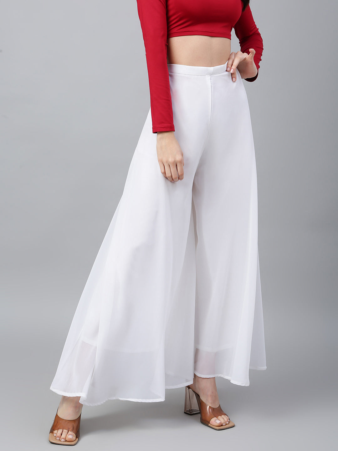 Women’s Freesize Georgette Flared Sharara Palazzo Pant with Lining