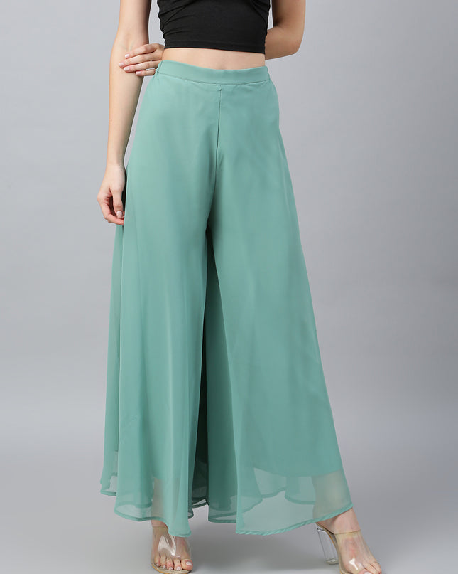 Women’s Freesize Georgette Flared Sharara Palazzo Pant with Lining