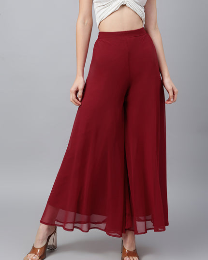 Women’s Freesize Georgette Flared Sharara Palazzo Pant with Lining