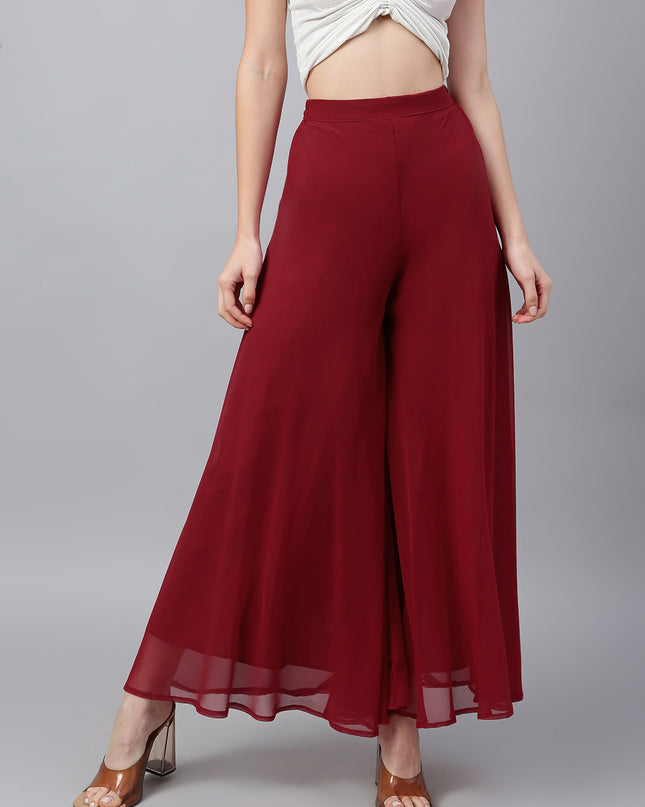 Women’s Freesize Georgette Flared Sharara Palazzo Pant with Lining