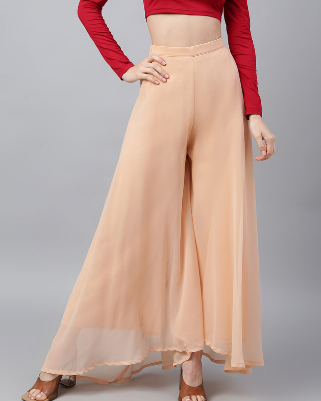 Women’s Freesize Georgette Flared Sharara Palazzo Pant with Lining