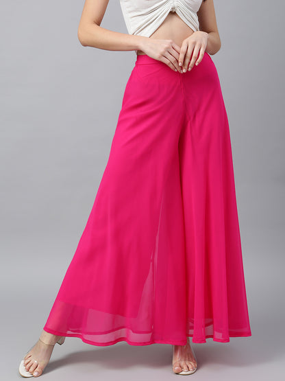 Women’s Freesize Georgette Flared Sharara Palazzo Pant with Lining
