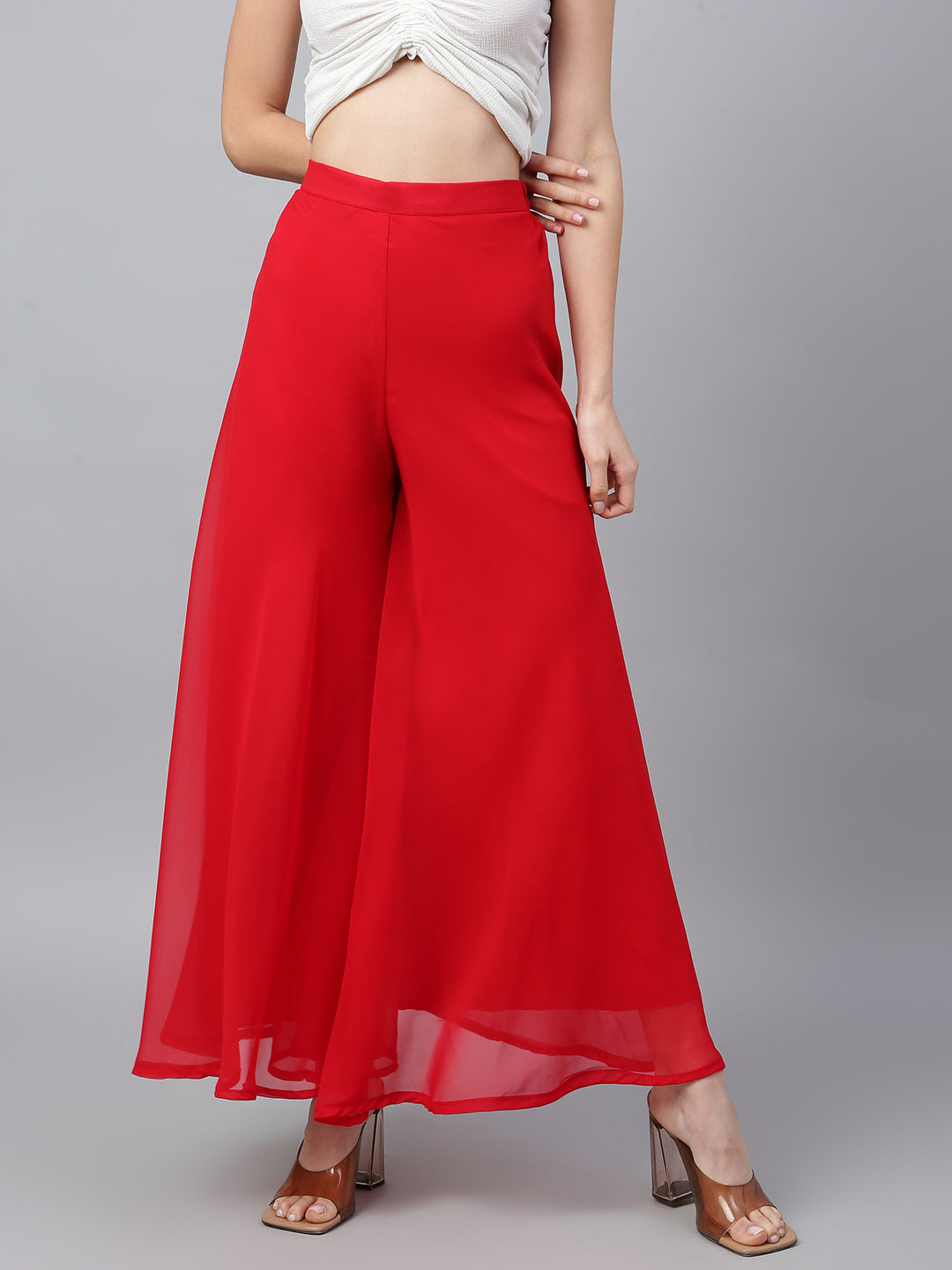 Women’s Freesize Georgette Flared Sharara Palazzo Pant with Lining