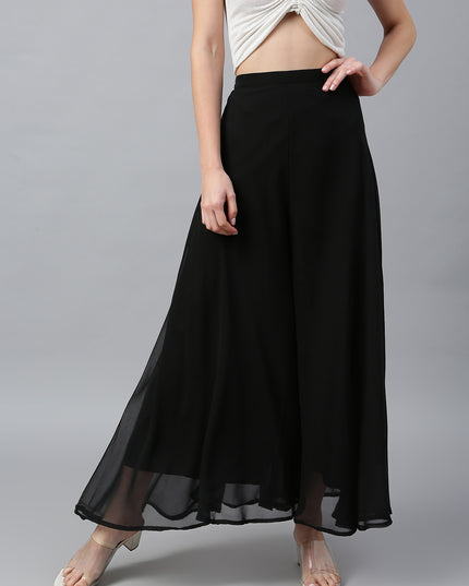 Women’s Freesize Georgette Flared Sharara Palazzo Pant with Lining