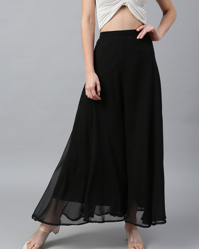 Women’s Freesize Georgette Flared Sharara Palazzo Pant with Lining