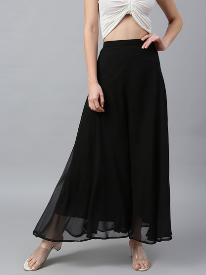 Women’s Freesize Georgette Flared Sharara Palazzo Pant with Lining