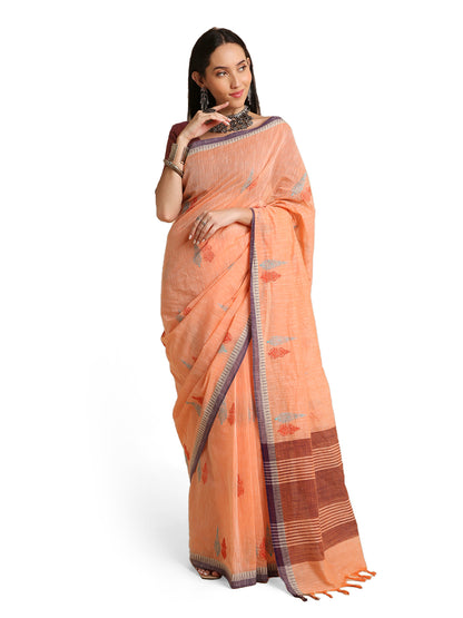 Pure Cotton Handloom Embroidered Saree with Blouse Piece