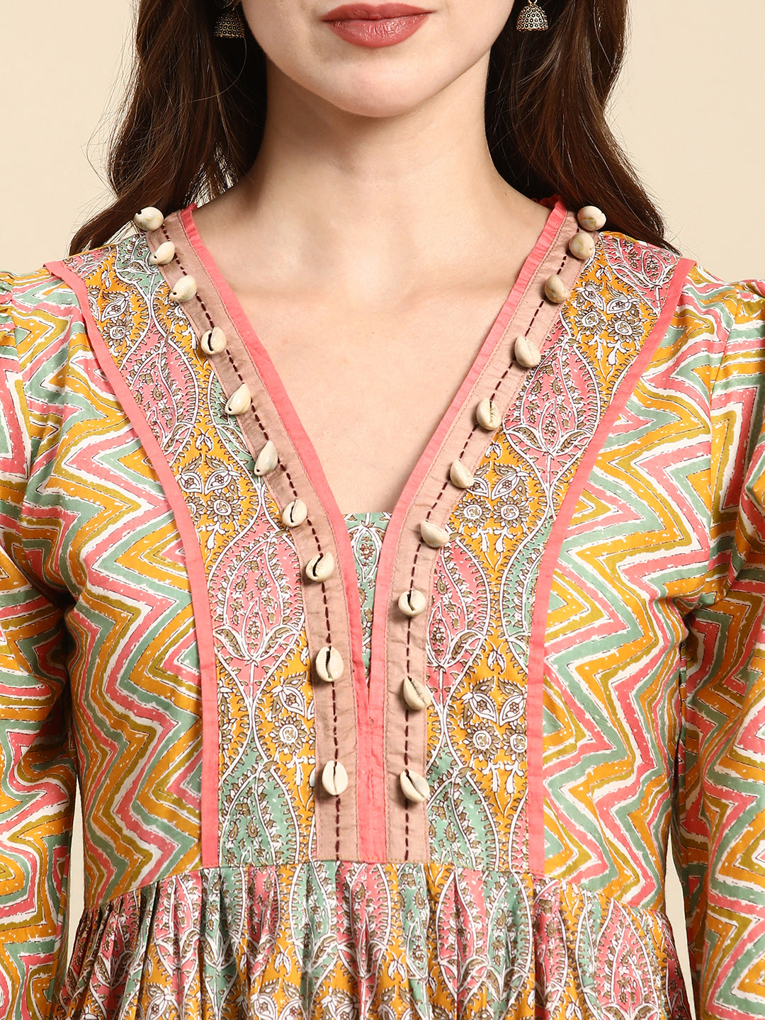 Cotton Printed Anarkali Paisley Shell Kurta