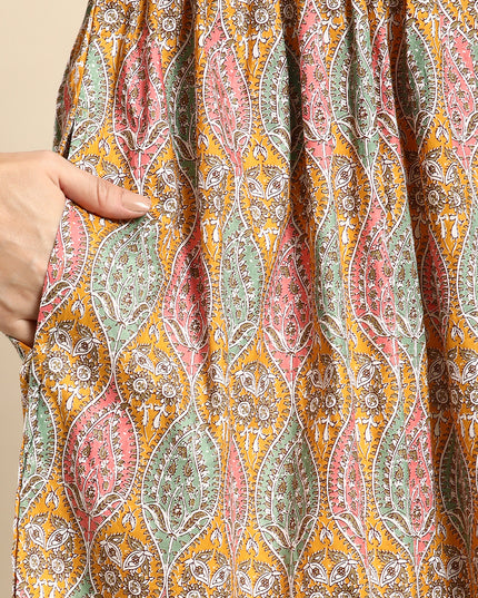 Cotton Printed Anarkali Paisley Shell Kurta