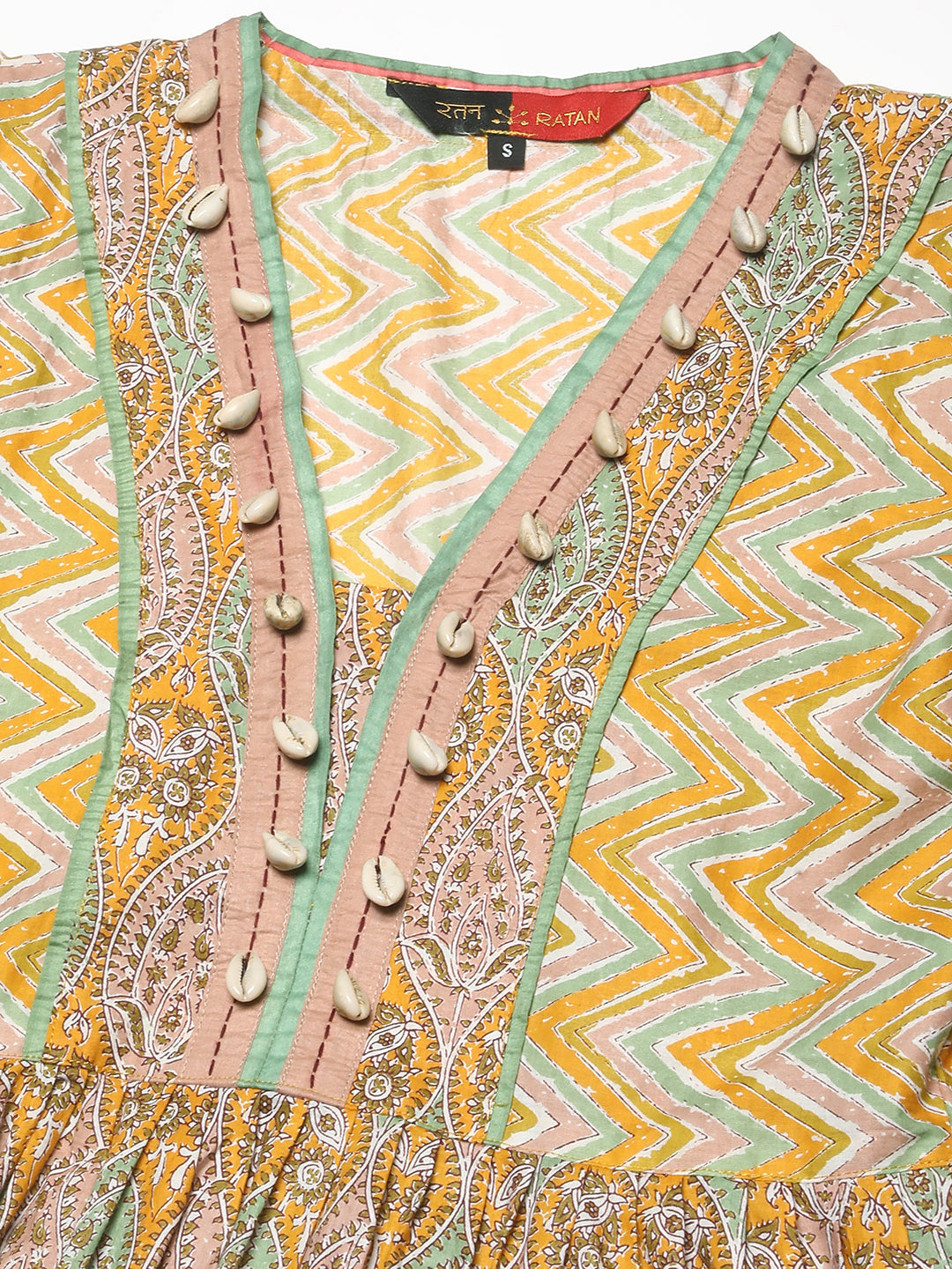 Cotton Printed Anarkali Paisley Shell Kurta