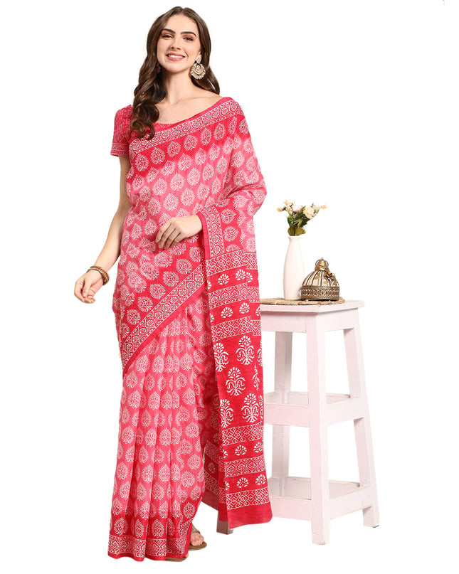 Pure Cotton Printed Mulmul Saree for Women with Blouse Piece