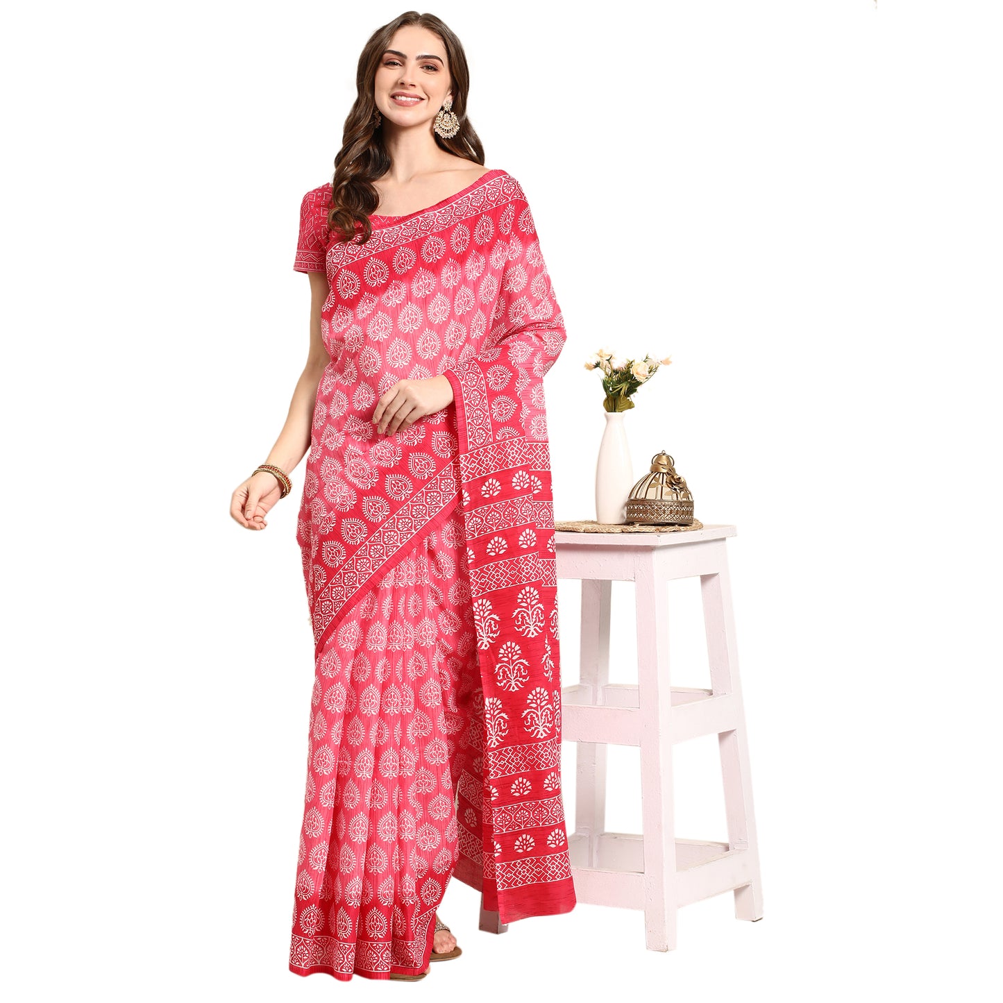 Pure Cotton Printed Mulmul Saree for Women with Blouse Piece
