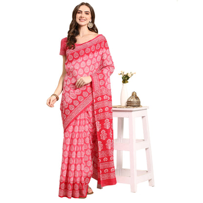 Pure Cotton Printed Mulmul Saree for Women with Blouse Piece