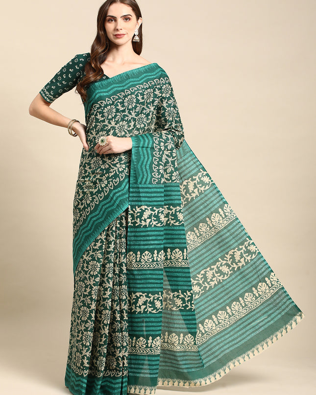 Pure Cotton Printed Mulmul Saree for Women with Blouse Piece