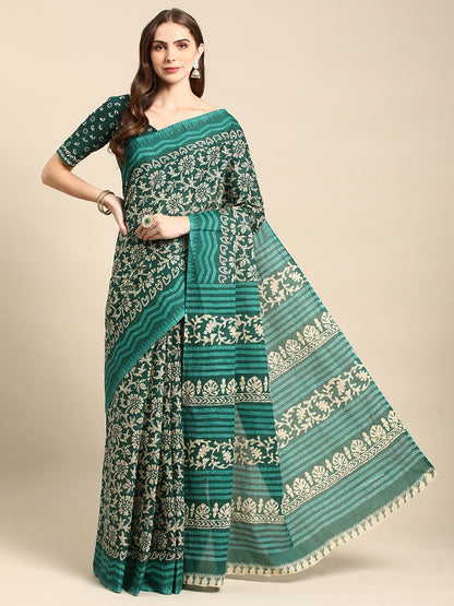 Pure Cotton Printed Mulmul Saree for Women with Blouse Piece