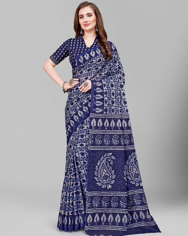 Pure Cotton Printed Mulmul Saree for Women with Blouse Piece