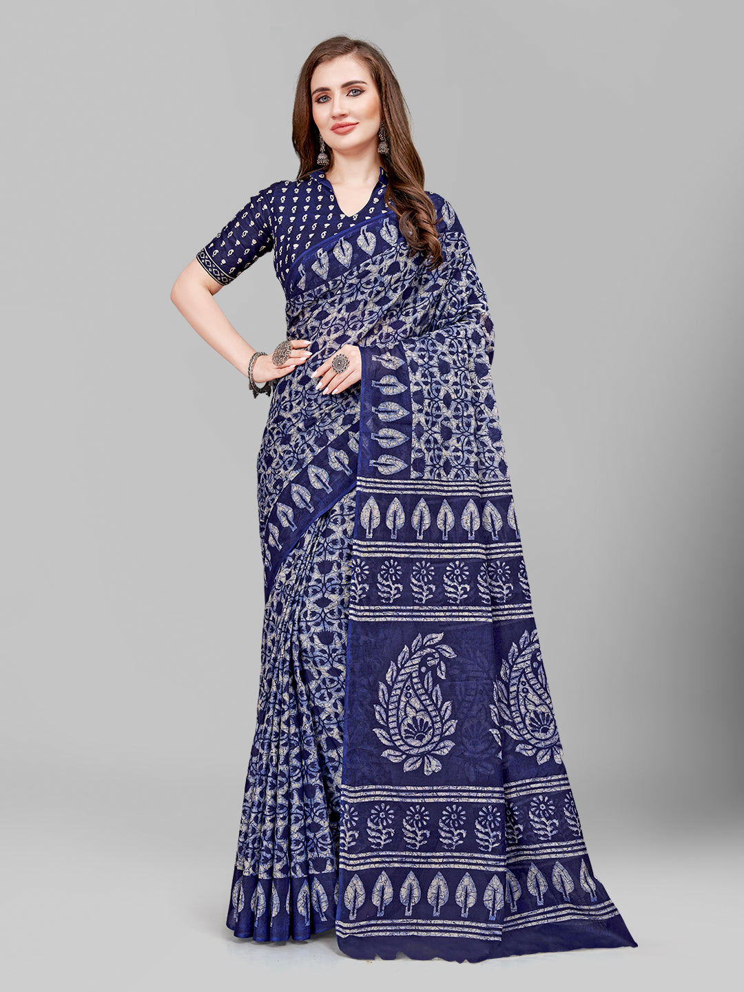 Pure Cotton Printed Mulmul Saree for Women with Blouse Piece