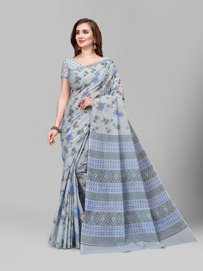Pure Cotton Printed Mulmul Saree for Women with Blouse Piece