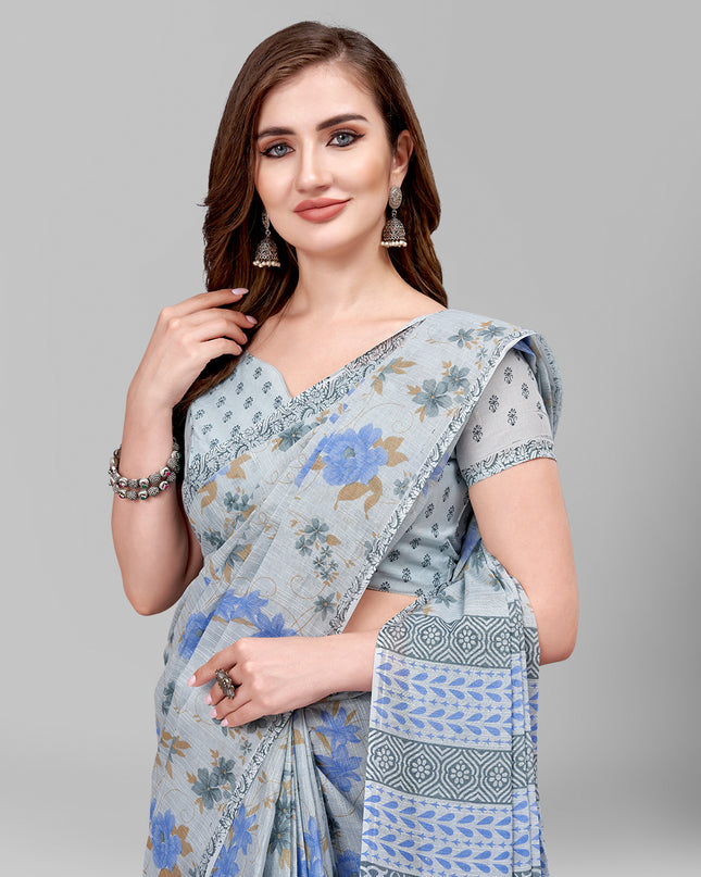 Pure Cotton Printed Mulmul Saree for Women with Blouse Piece