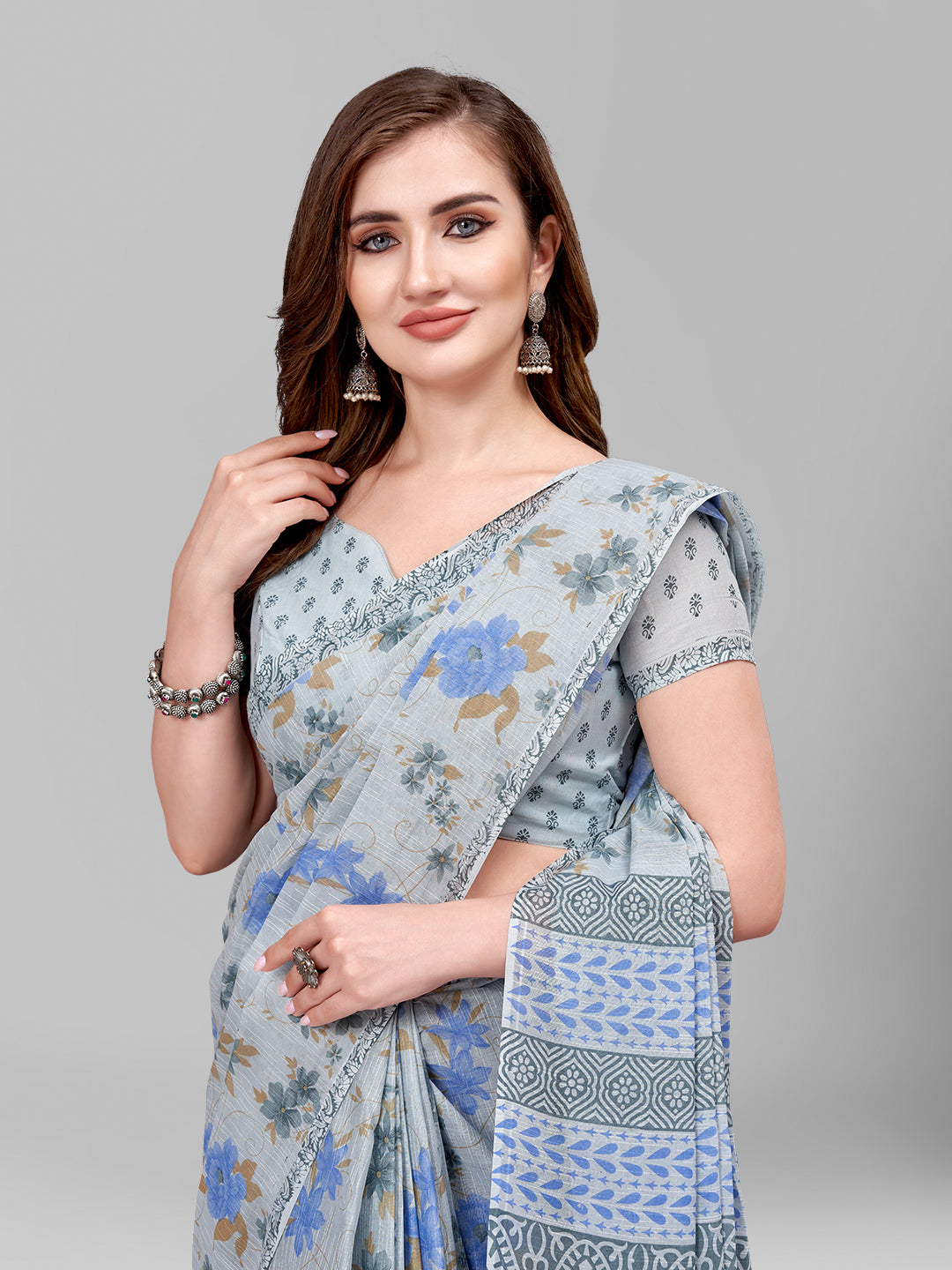Pure Cotton Printed Mulmul Saree for Women with Blouse Piece
