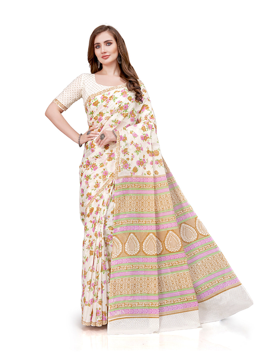 Pure Cotton Printed Mulmul Saree for Women with Blouse Piece