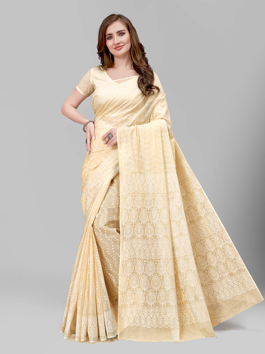 Pure Cotton Printed Mulmul Saree for Women with Blouse Piece