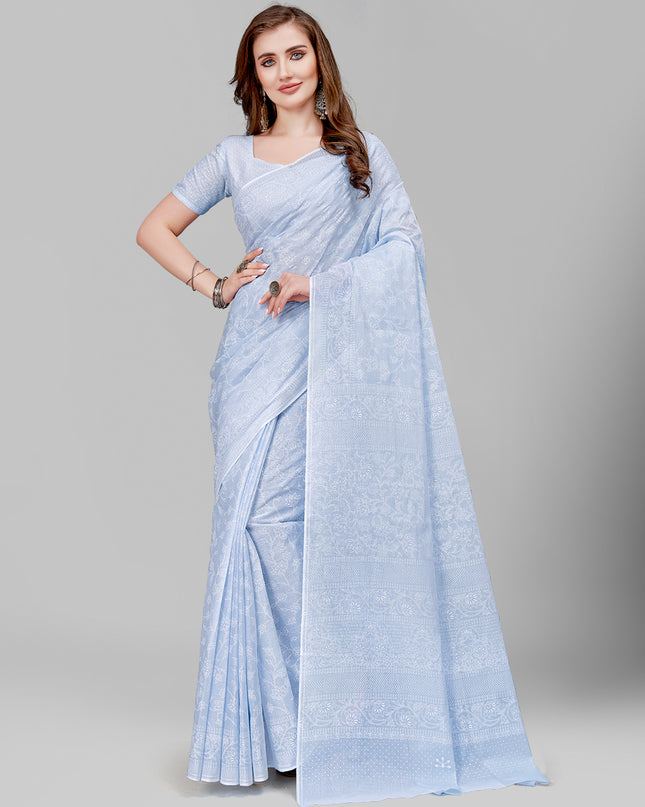 Pure Cotton Printed Mulmul Saree for Women with Blouse Piece