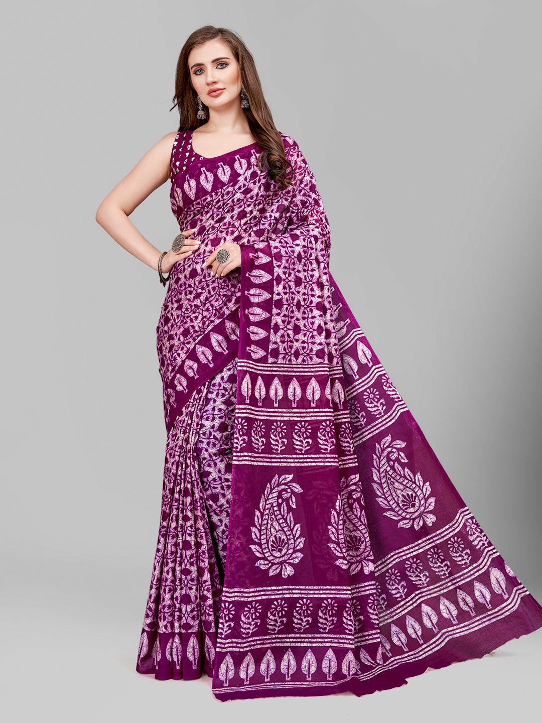 Pure Cotton Printed Mulmul Saree for Women with Blouse Piece