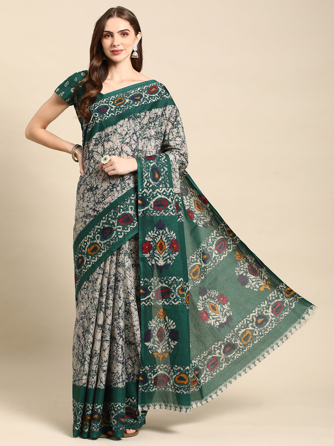 Pure Cotton Printed Mulmul Saree for Women with Blouse Piece