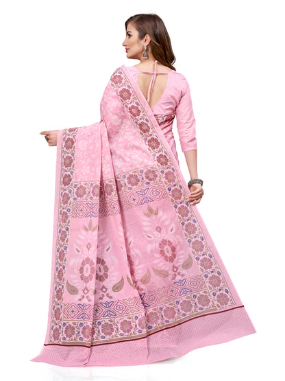 Pure Cotton Printed Mulmul Saree for Women with Blouse Piece