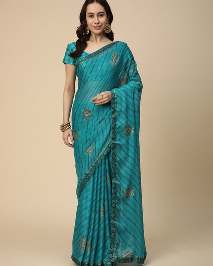 Georgette Leheriya Printed Saree with Printed Blouse Piece