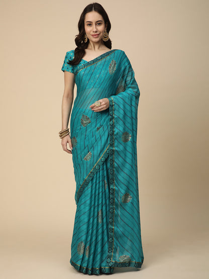 Georgette Leheriya Printed Saree with Printed Blouse Piece