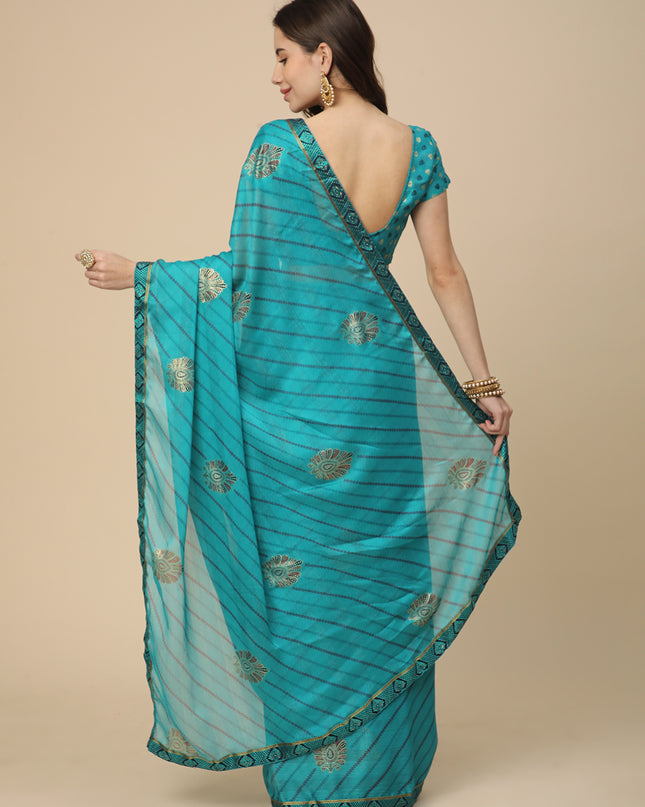 Georgette Leheriya Printed Saree with Printed Blouse Piece