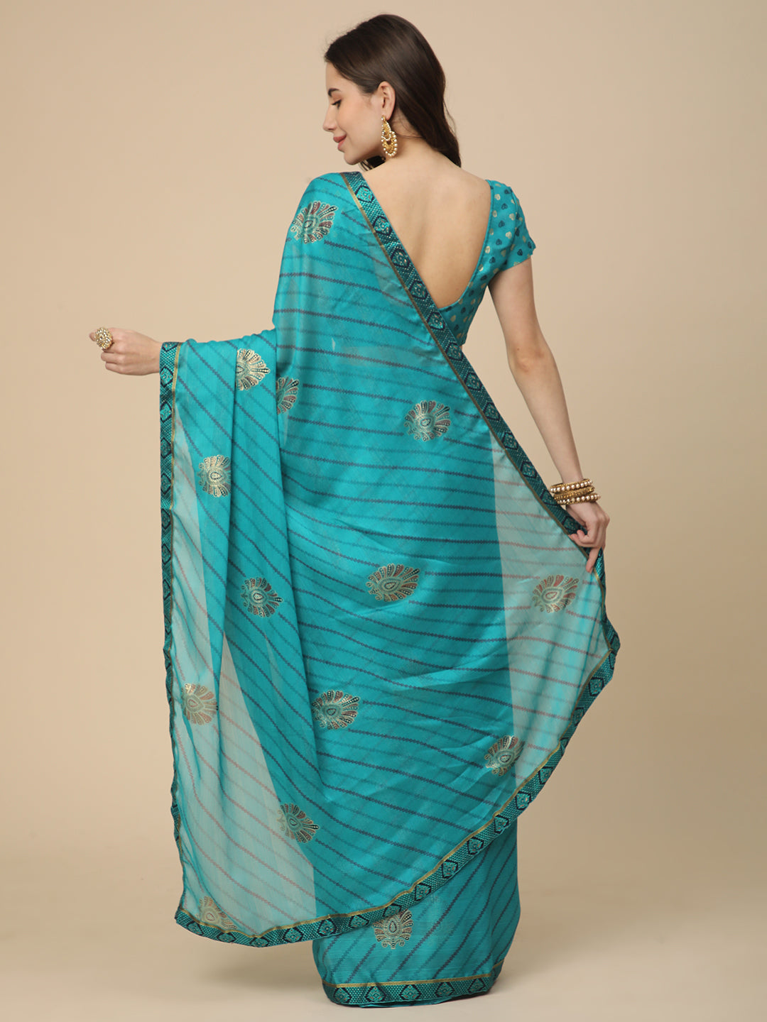 Georgette Leheriya Printed Saree with Printed Blouse Piece