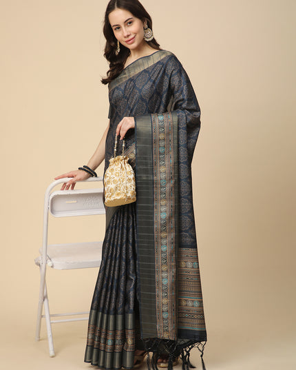 Printed Art Silk Saree with Unstitched Blouse Piece