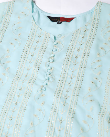 Georgette Straight Lucknowi Chikankari Ethinic Wear Kurta