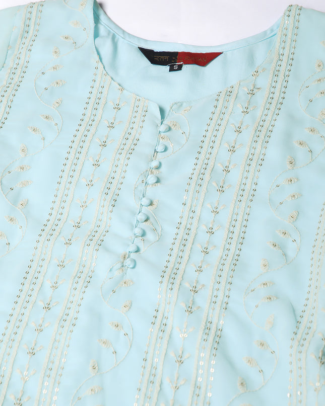 Georgette Straight Lucknowi Chikankari Ethinic Wear Kurta