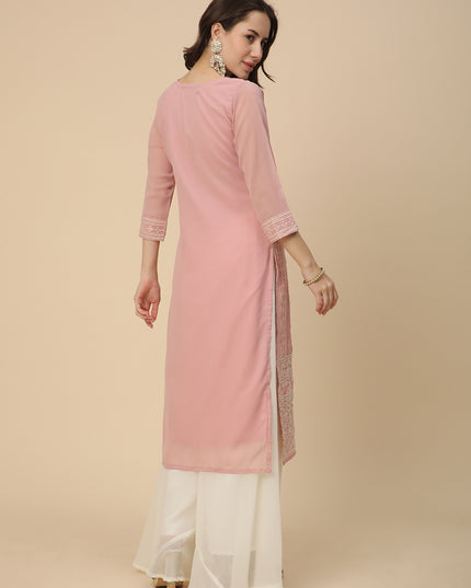 Georgette Straight Lucknowi Chikankari Ethinic Wear Kurta