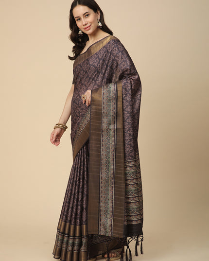 Printed Art Silk Saree with Unstitched Blouse Piece