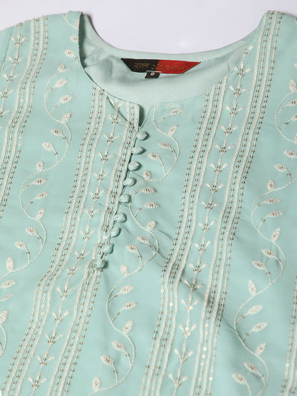 Georgette Straight Lucknowi Chikankari Ethinic Wear Kurta