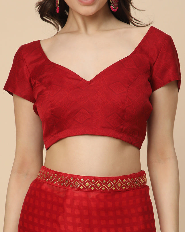 Chiffon Printed Saree with Printed Blouse Piece