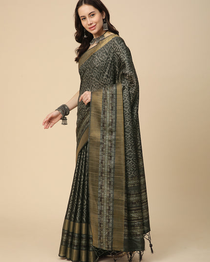 Printed Art Silk Saree with Unstitched Blouse Piece